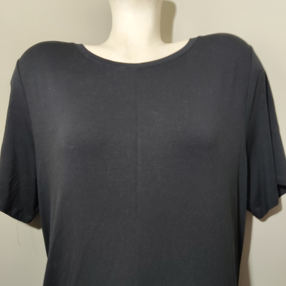 EILEEN FISHER Black Crew Neck Midi Dress XL NEW Soft Lyocell Stretch Jersey - Picture 5 of 9
